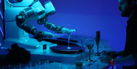 Robot Applications - Robot bartender ABB YuMi robot making a cocktail