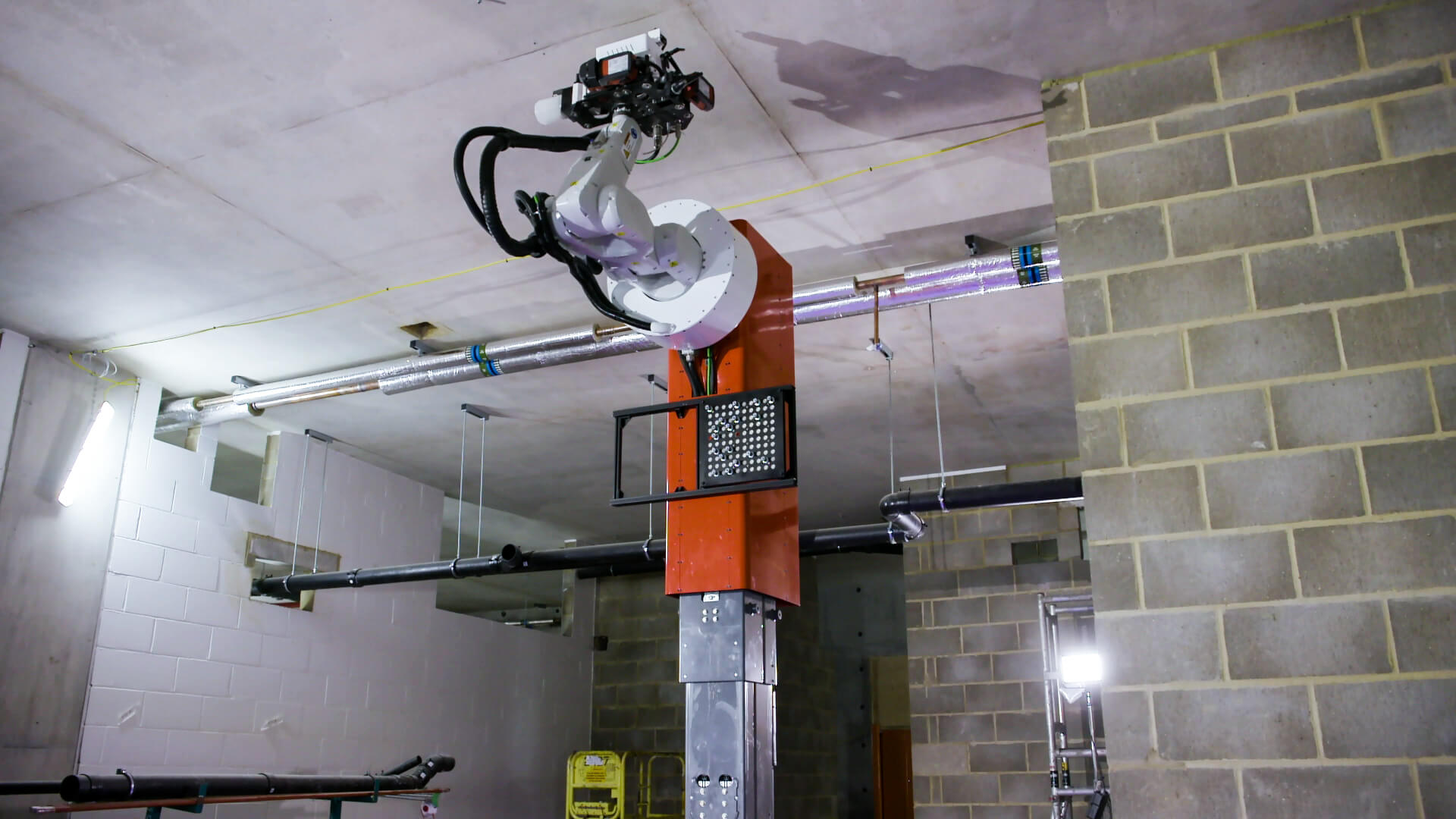 Mobile robot drilling a concrete slab